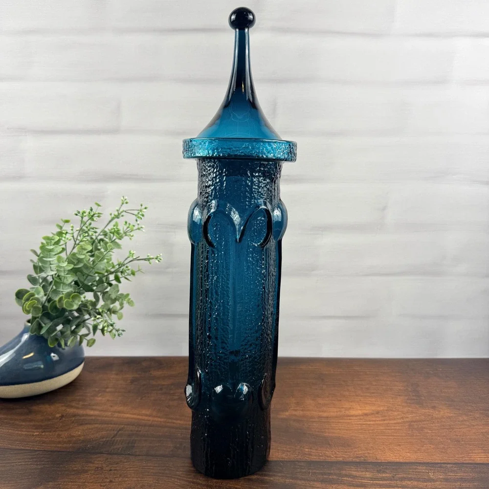 Wayne Husted Stelvia Antiqua Large Blue Glass Apothecary Jar Italy 1960s